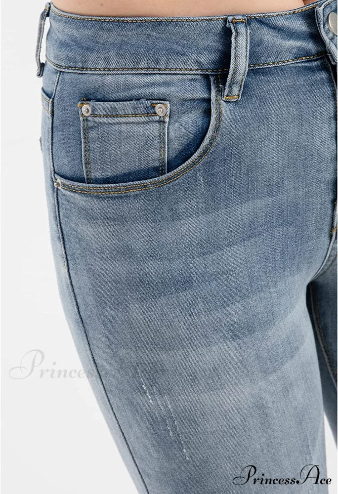 Capri Jeans Embroidered Stretch Mid-Rise Skinny Cropped Denim Capris - Image 13
