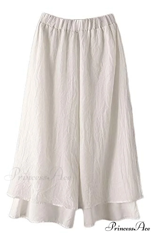 Women's Wide Leg Pants Loose Layer Elastic Waist Capris - Image 10