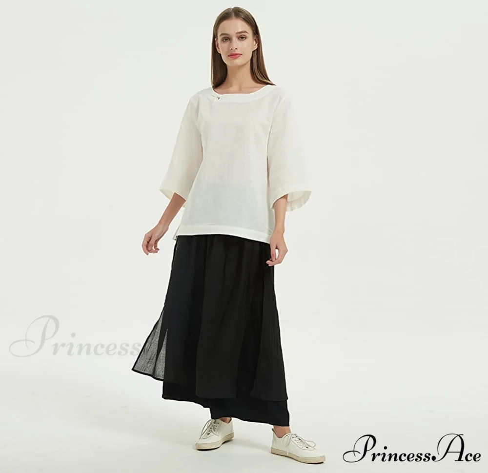 Women's Wide Leg Pants Loose Layer Elastic Waist Capris - Image 11