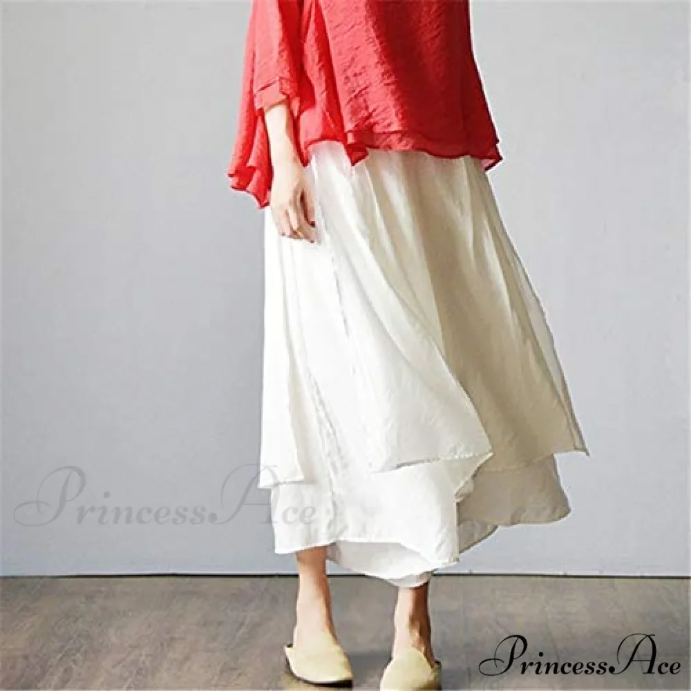 Women's Wide Leg Pants Loose Layer Elastic Waist Capris - Image 5