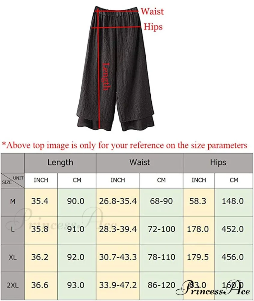 Women's Wide Leg Pants Loose Layer Elastic Waist Capris - Image 6