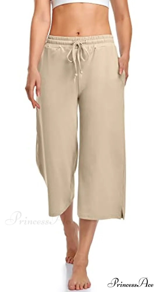 Wide Leg Drawstring Loose Lounge Pajama Capris Sweatpants - Image 11