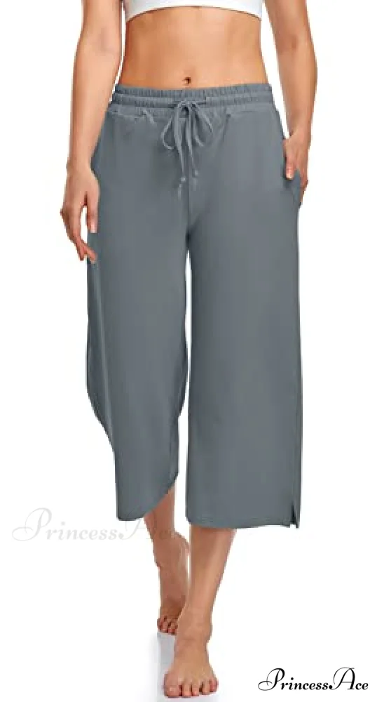 Wide Leg Drawstring Loose Lounge Pajama Capris Sweatpants - Image 12