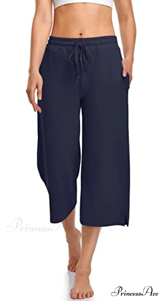 Wide Leg Drawstring Loose Lounge Pajama Capris Sweatpants - Image 13