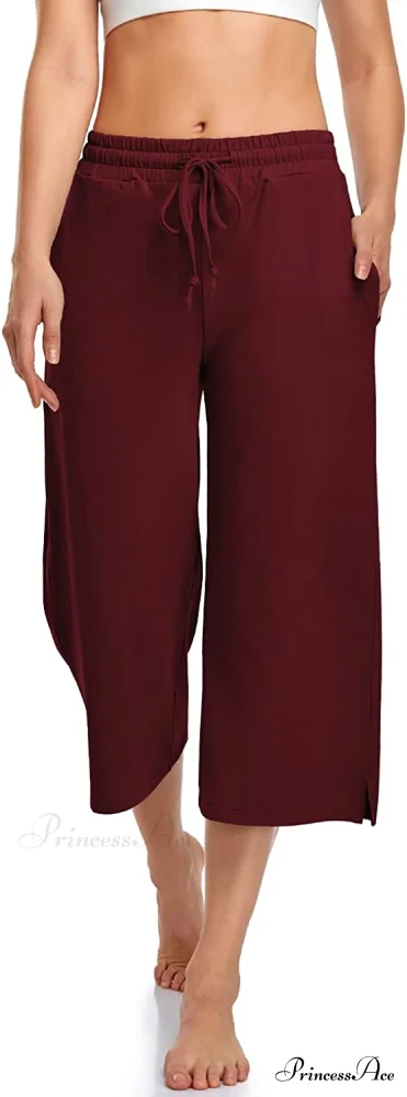 Wide Leg Drawstring Loose Lounge Pajama Capris Sweatpants - Image 25
