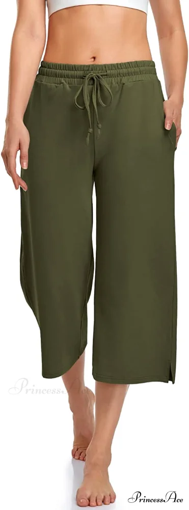 Wide Leg Drawstring Loose Lounge Pajama Capris Sweatpants - Image 27