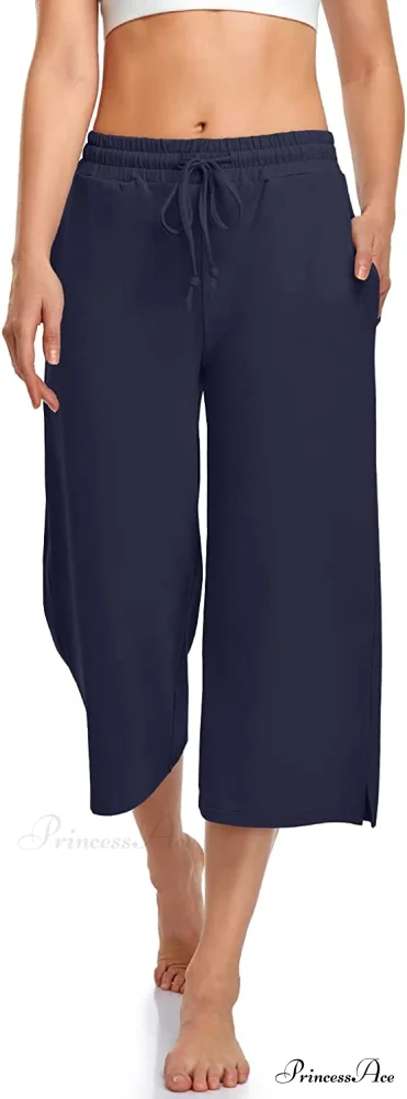 Wide Leg Drawstring Loose Lounge Pajama Capris Sweatpants - Image 28
