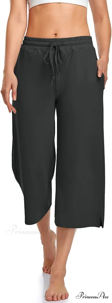 Wide Leg Drawstring Loose Lounge Pajama Capris Sweatpants - Image 29