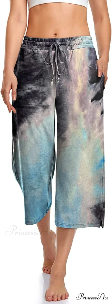 Wide Leg Drawstring Loose Lounge Pajama Capris Sweatpants - Image 30