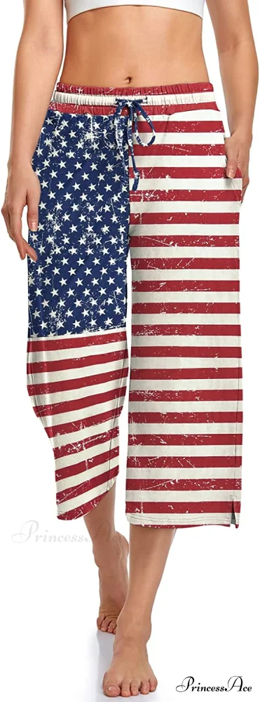 Wide Leg Drawstring Loose Lounge Pajama Capris Sweatpants - Image 31