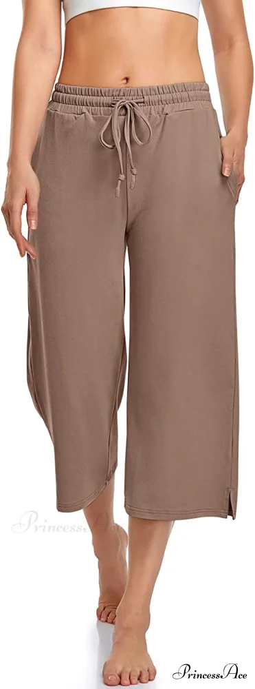 Wide Leg Drawstring Loose Lounge Pajama Capris Sweatpants - Image 32