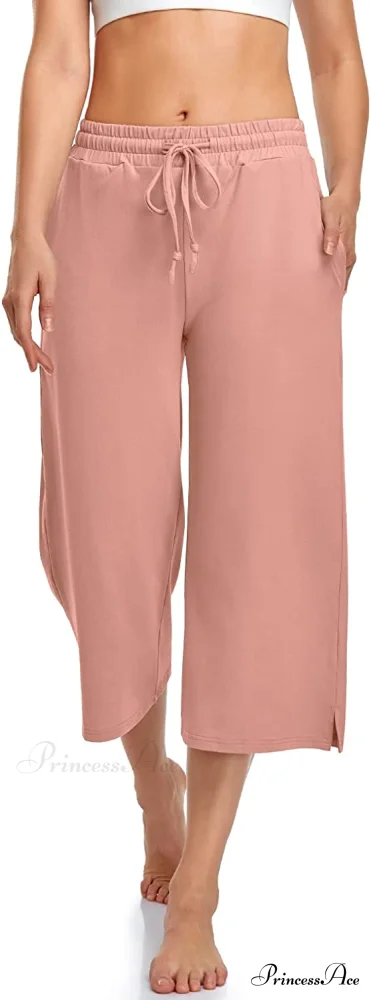 Wide Leg Drawstring Loose Lounge Pajama Capris Sweatpants - Image 33