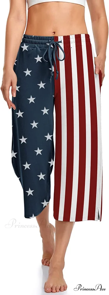 Wide Leg Drawstring Loose Lounge Pajama Capris Sweatpants - Image 34