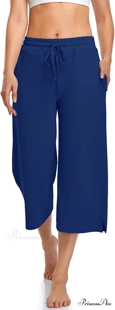 Wide Leg Drawstring Loose Lounge Pajama Capris Sweatpants - Image 35
