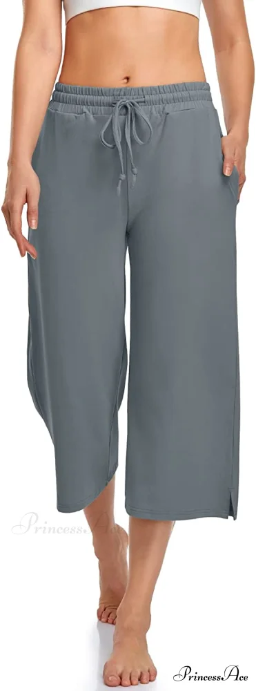 Wide Leg Drawstring Loose Lounge Pajama Capris Sweatpants - Image 36