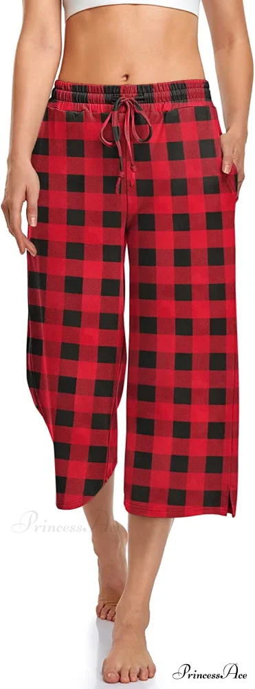 Wide Leg Drawstring Loose Lounge Pajama Capris Sweatpants - Image 37