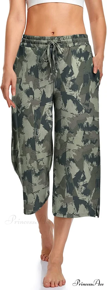 Wide Leg Drawstring Loose Lounge Pajama Capris Sweatpants - Image 38