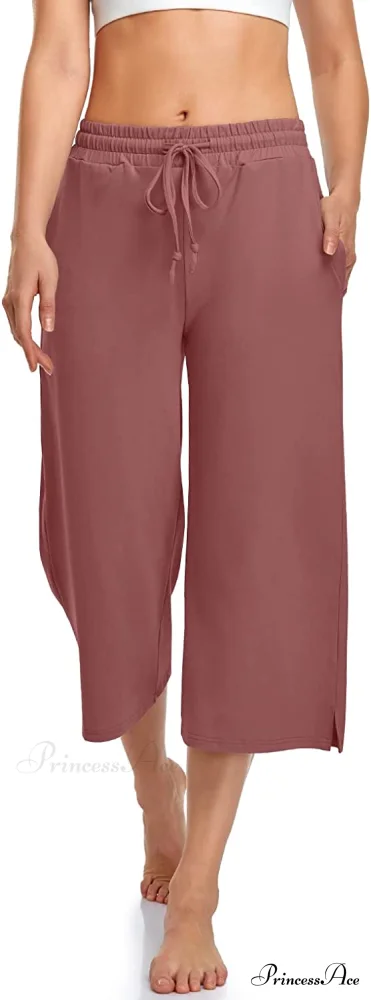 Wide Leg Drawstring Loose Lounge Pajama Capris Sweatpants - Image 39