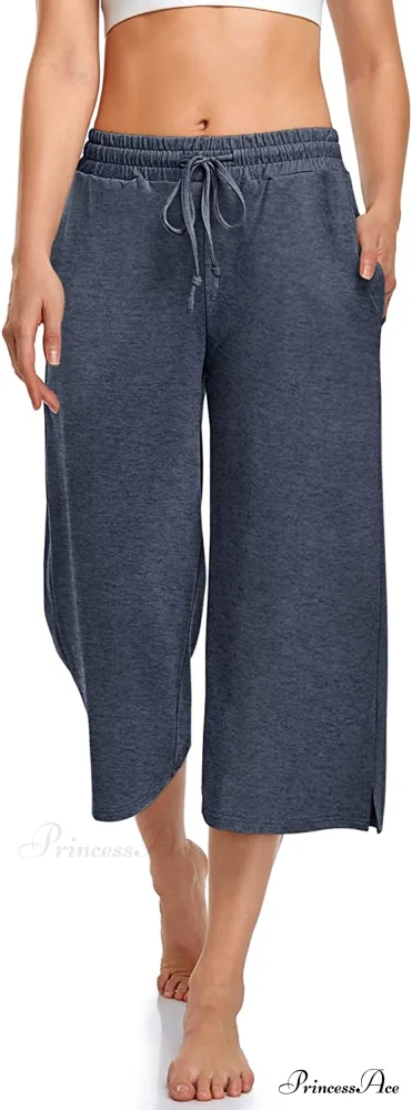 Wide Leg Drawstring Loose Lounge Pajama Capris Sweatpants - Image 41