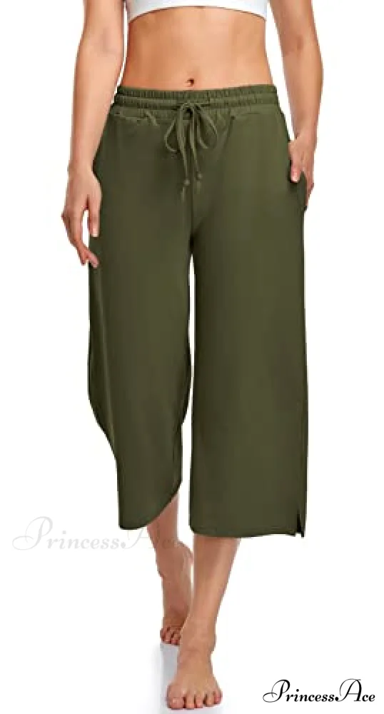 Wide Leg Drawstring Loose Lounge Pajama Capris Sweatpants - Image 5
