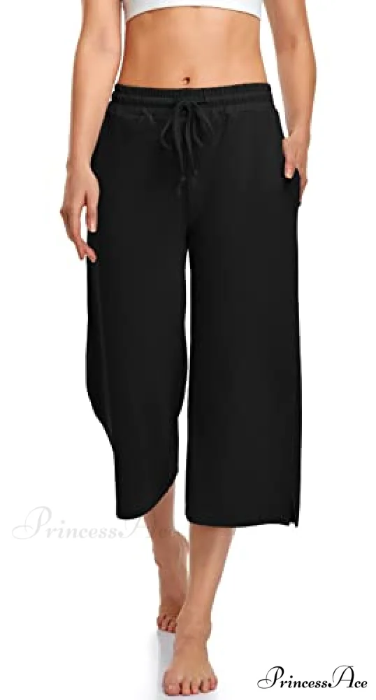 Wide Leg Drawstring Loose Lounge Pajama Capris Sweatpants - Image 6