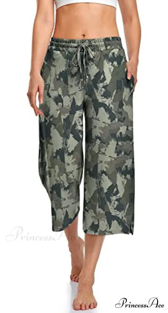 Wide Leg Drawstring Loose Lounge Pajama Capris Sweatpants - Image 7
