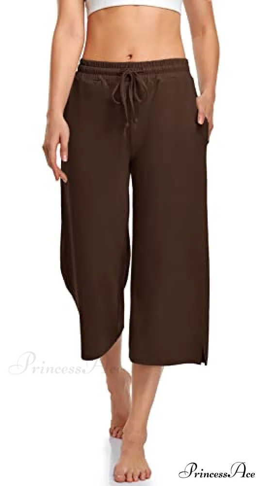 Wide Leg Drawstring Loose Lounge Pajama Capris Sweatpants - Image 8