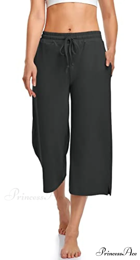 Wide Leg Drawstring Loose Lounge Pajama Capris Sweatpants - Image 9