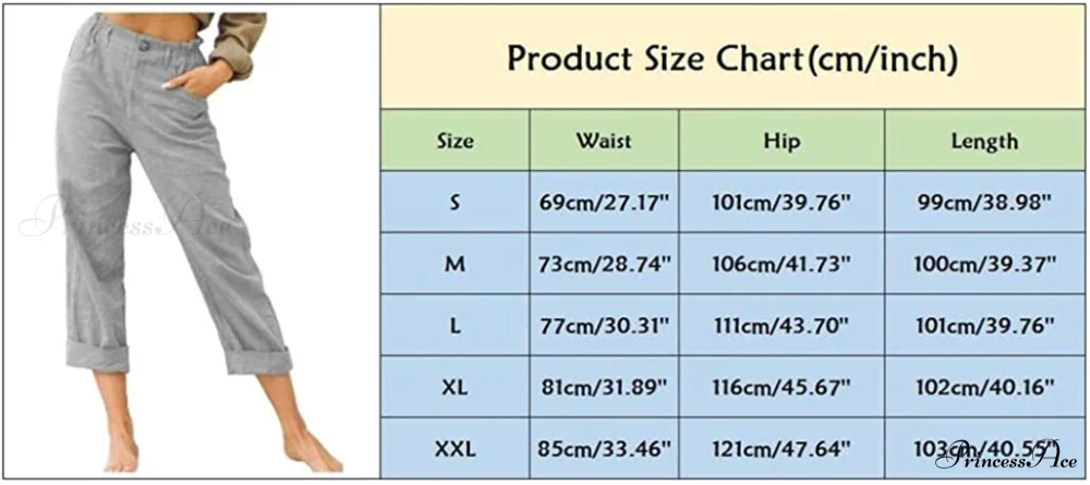 Linen Buttons Cropped Pants High Elastic Waist Stretch Capris - Image 5
