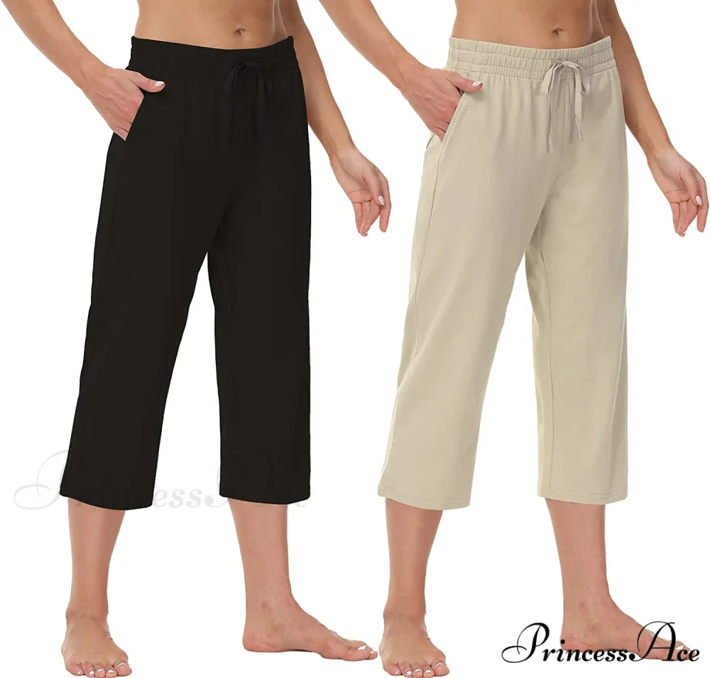 Women Capris Wide Leg Casual Jersey Sweat Pants - Image 13