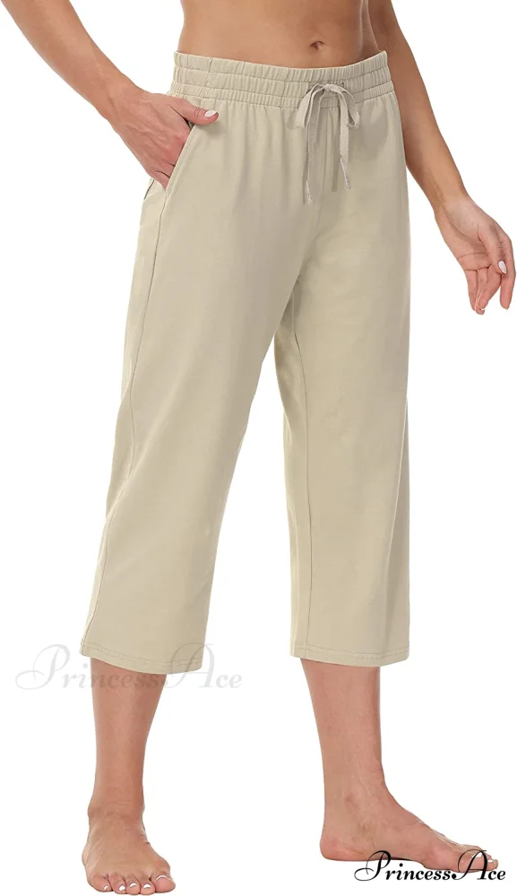 Women Capris Wide Leg Casual Jersey Sweat Pants - Image 2
