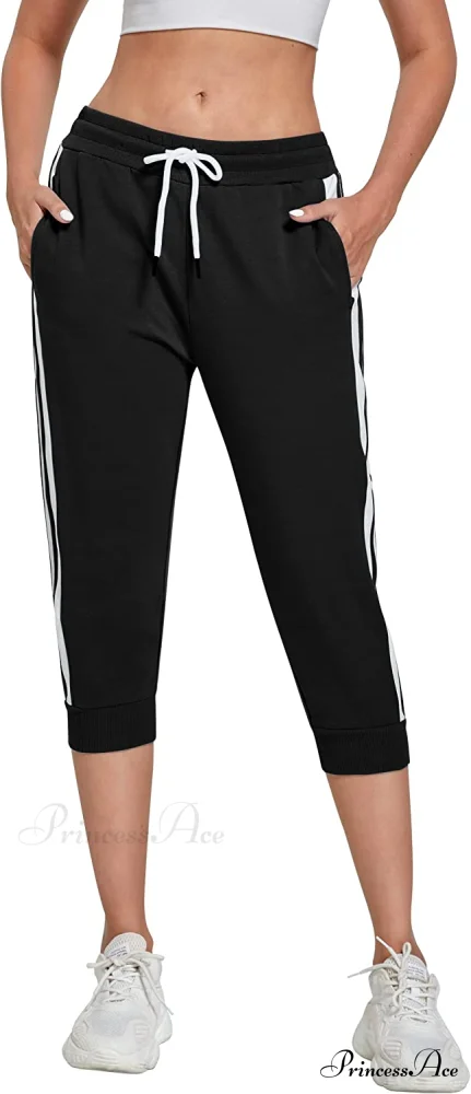 Women锟斤拷锟斤拷锟斤拷s Capri Workout Pants Loose Drawstring Athletic Pants - Image 2