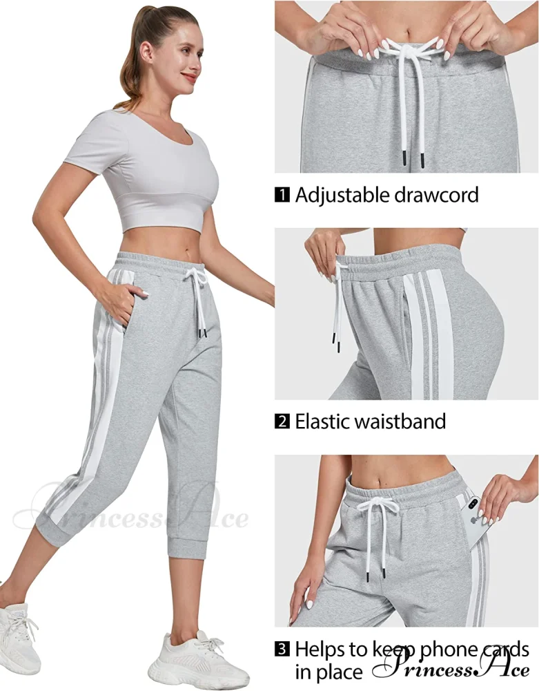 Women锟斤拷锟斤拷锟斤拷s Capri Workout Pants Loose Drawstring Athletic Pants - Image 9