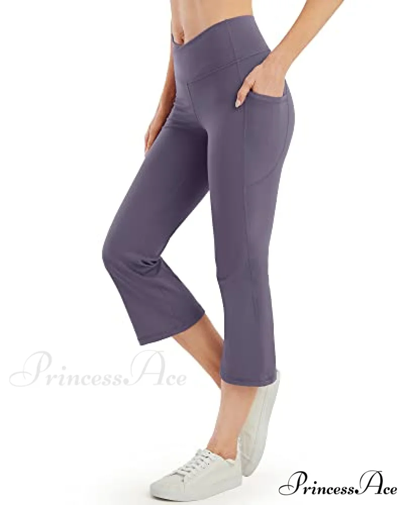 Cross High Waisted Bootcut Capris for Women Flare Yoga Pants - Image 11