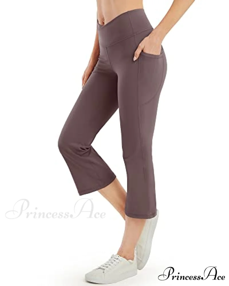Cross High Waisted Bootcut Capris for Women Flare Yoga Pants - Image 12