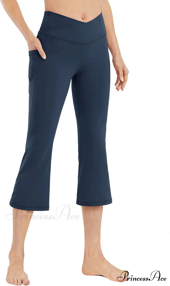 Cross High Waisted Bootcut Capris for Women Flare Yoga Pants - Image 20