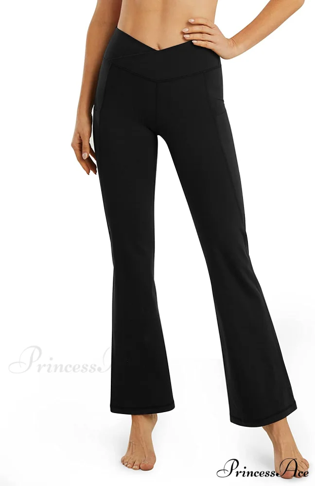 Cross High Waisted Bootcut Capris for Women Flare Yoga Pants - Image 23
