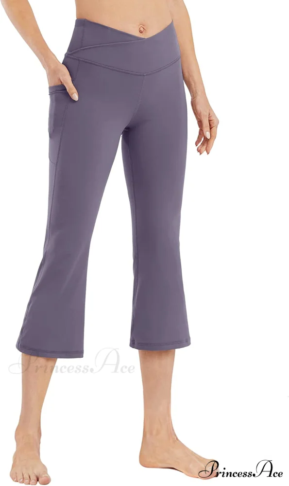 Cross High Waisted Bootcut Capris for Women Flare Yoga Pants - Image 24
