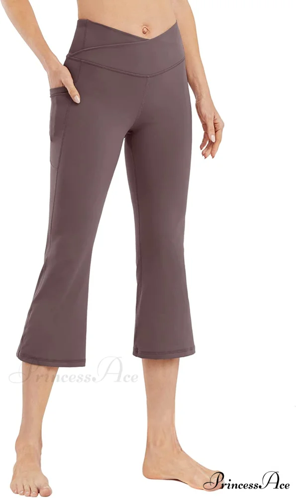 Cross High Waisted Bootcut Capris for Women Flare Yoga Pants - Image 25