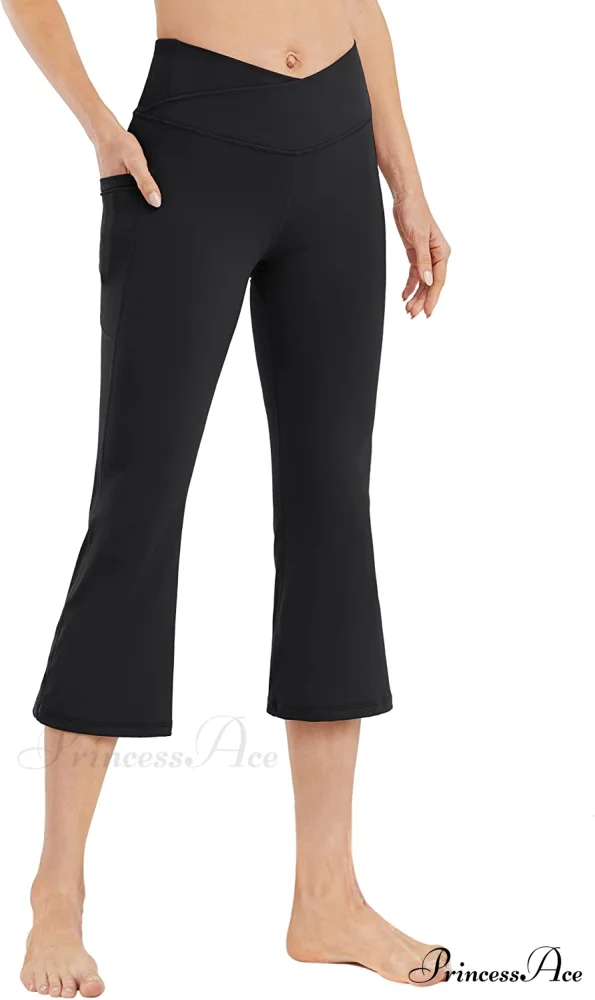Cross High Waisted Bootcut Capris for Women Flare Yoga Pants - Image 3