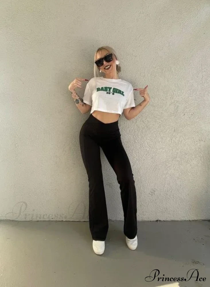 Cross High Waisted Bootcut Capris for Women Flare Yoga Pants - Image 8