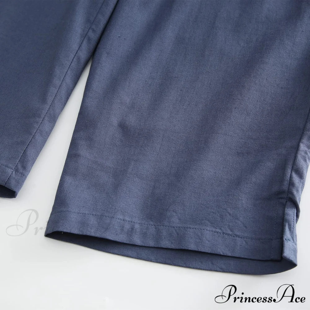 Womens Linen Capri Pants with Pockets Full Elastic Waistband Casual Pants - Image 10