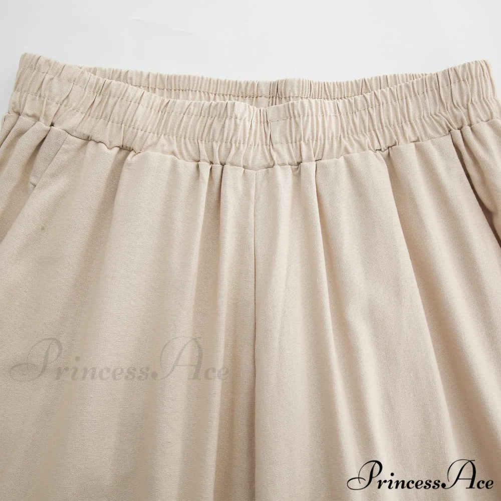 Womens Linen Capri Pants with Pockets Full Elastic Waistband Casual Pants - Image 13