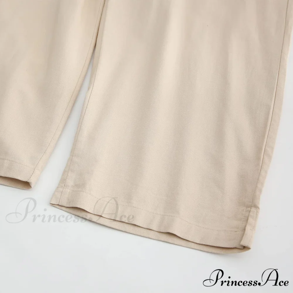 Womens Linen Capri Pants with Pockets Full Elastic Waistband Casual Pants - Image 15