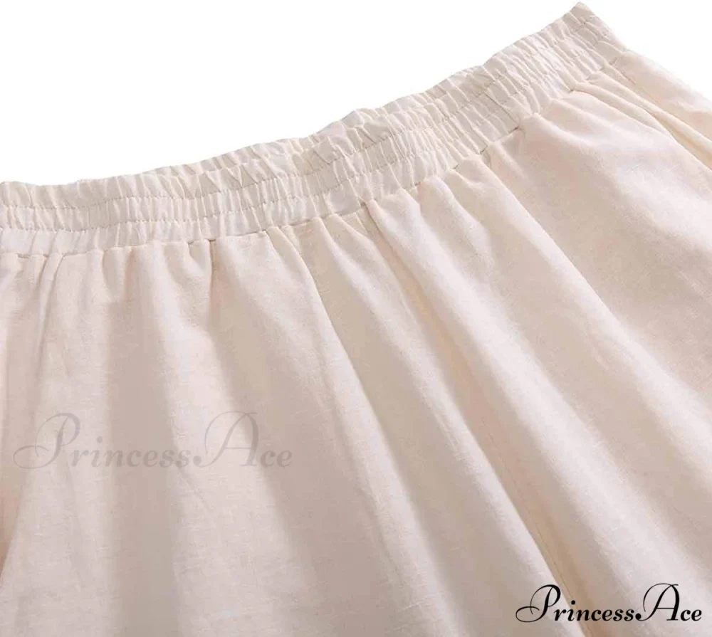Womens Linen Capri Pants with Pockets Full Elastic Waistband Casual Pants - Image 19