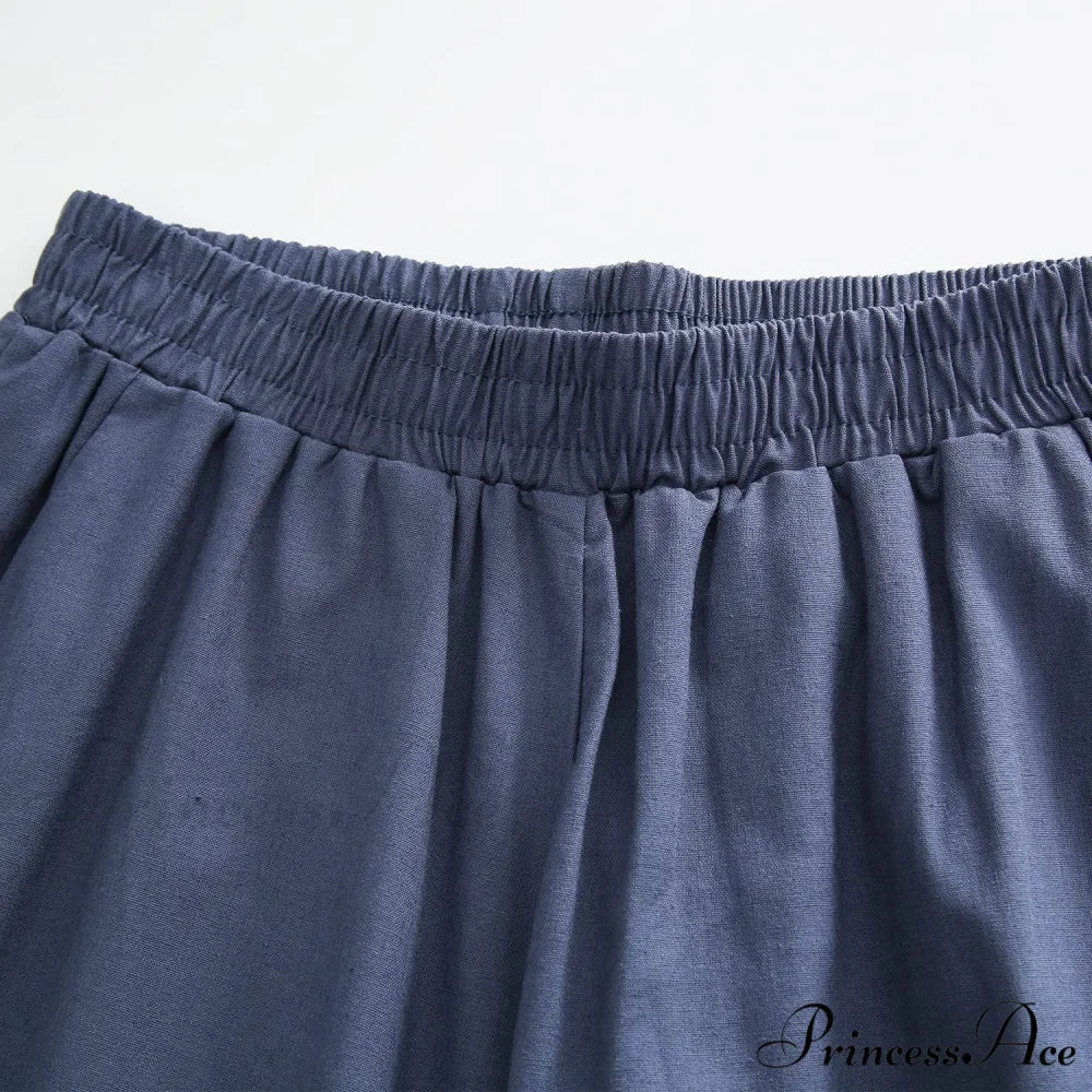 Womens Linen Capri Pants with Pockets Full Elastic Waistband Casual Pants - Image 9