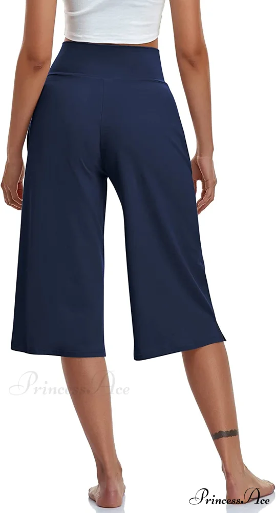 Casual Wide Leg Yoga Capris Crossover High Waist Capri Pants - Image 12