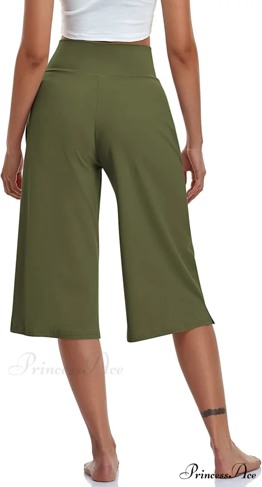 Casual Wide Leg Yoga Capris Crossover High Waist Capri Pants - Image 16