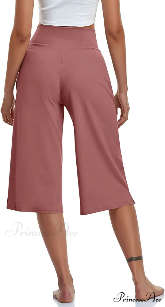 Casual Wide Leg Yoga Capris Crossover High Waist Capri Pants - Image 22