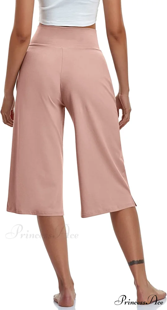 Casual Wide Leg Yoga Capris Crossover High Waist Capri Pants - Image 25